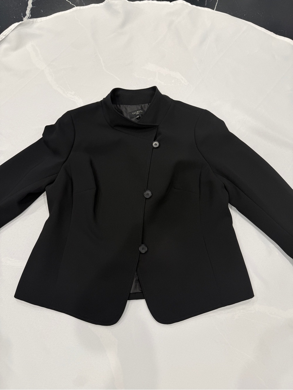 Talbots Black Asymmetric Button Blazer 14W - Picture 9 of 12